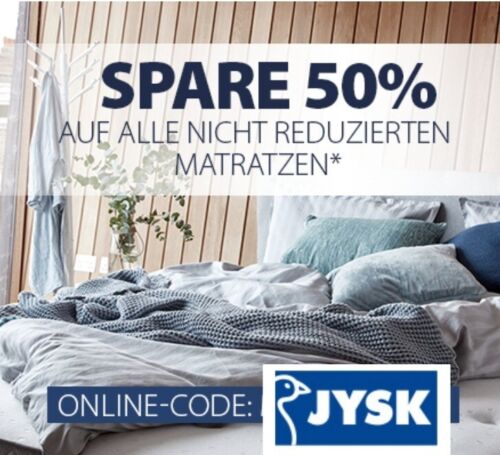 JYSK 50% Rabatt Code für bisher nicht reduzierte Matratzen Bett Bettmatratzen JYSK 50% Rabatt Code für bisher nicht reduzierte Matratzen Bett Bettmatratzen