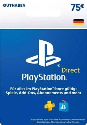  PlayStation® Direct Store 75 Euro Gutscheincode Gutschein Code 