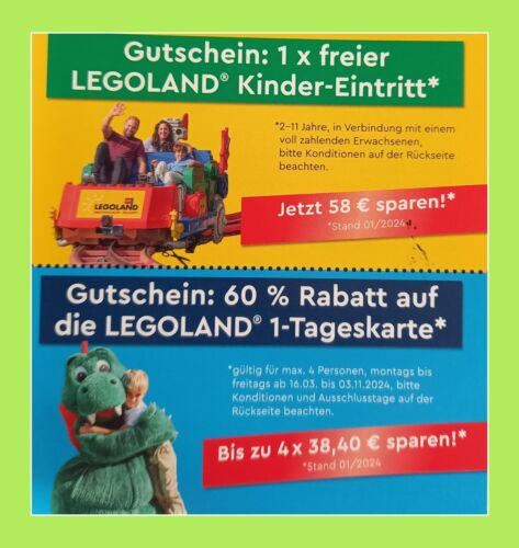  💛💙Legoland Gutschein bis zu 4x60% Rabatt...1x Kind frei💛💙Versand n.heute💙💛