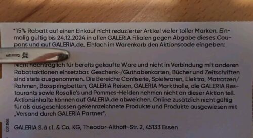  15% Rabattcode Gutschein Im Onlineshop bei Galeria www.galeria.de