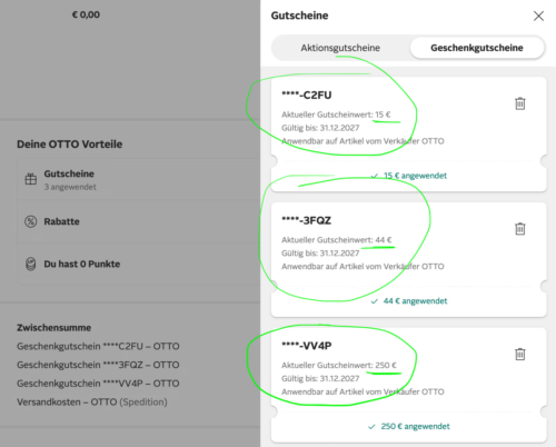  OTTO.DE GESCHENK-GUTSCHEIN GUTSCHEINCODE EINKAUFSGUTSCHEIN OTTO RABATT 309,-€