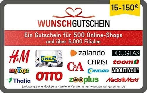  15 Euro Wunschgutschein Gutscheincode Geschenk Guthaben Code Coupon Neu