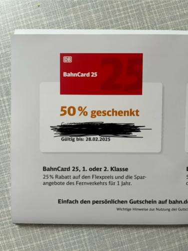  Bahncard 25 Rabatt Gutschein Promocode 50%