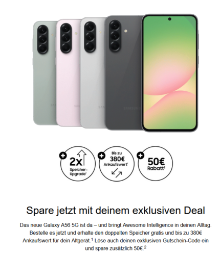  50€ Rabatt Samsung Online Shop / App Gutschein Code O08 bis 22.04.2025