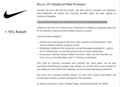  15% auf Nike Produkte zum vollen Preis Gutschein Rabattcode