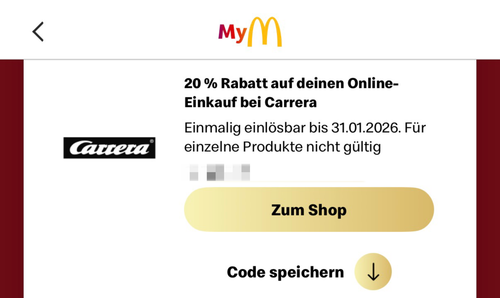  Carrera Gutschein Voucher Rabatt-Code 20% auf Einkauf, bis 31.01.2026