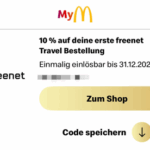 Freenet travel Gutschein Voucher Rabatt Code 10 auf eSIM bis