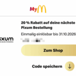 pixum Gutschein Voucher Rabatt Code 20 auf Bestellung bis 31102026