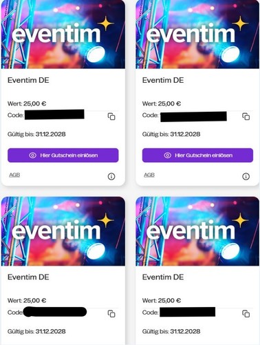 100 EURO Eventim Geschenkgutschein Gutschein Code Konzerte gültig bis 31.12.2028 100 EURO Eventim Geschenkgutschein Gutschein Code Konzerte gültig bis 31.12.2028