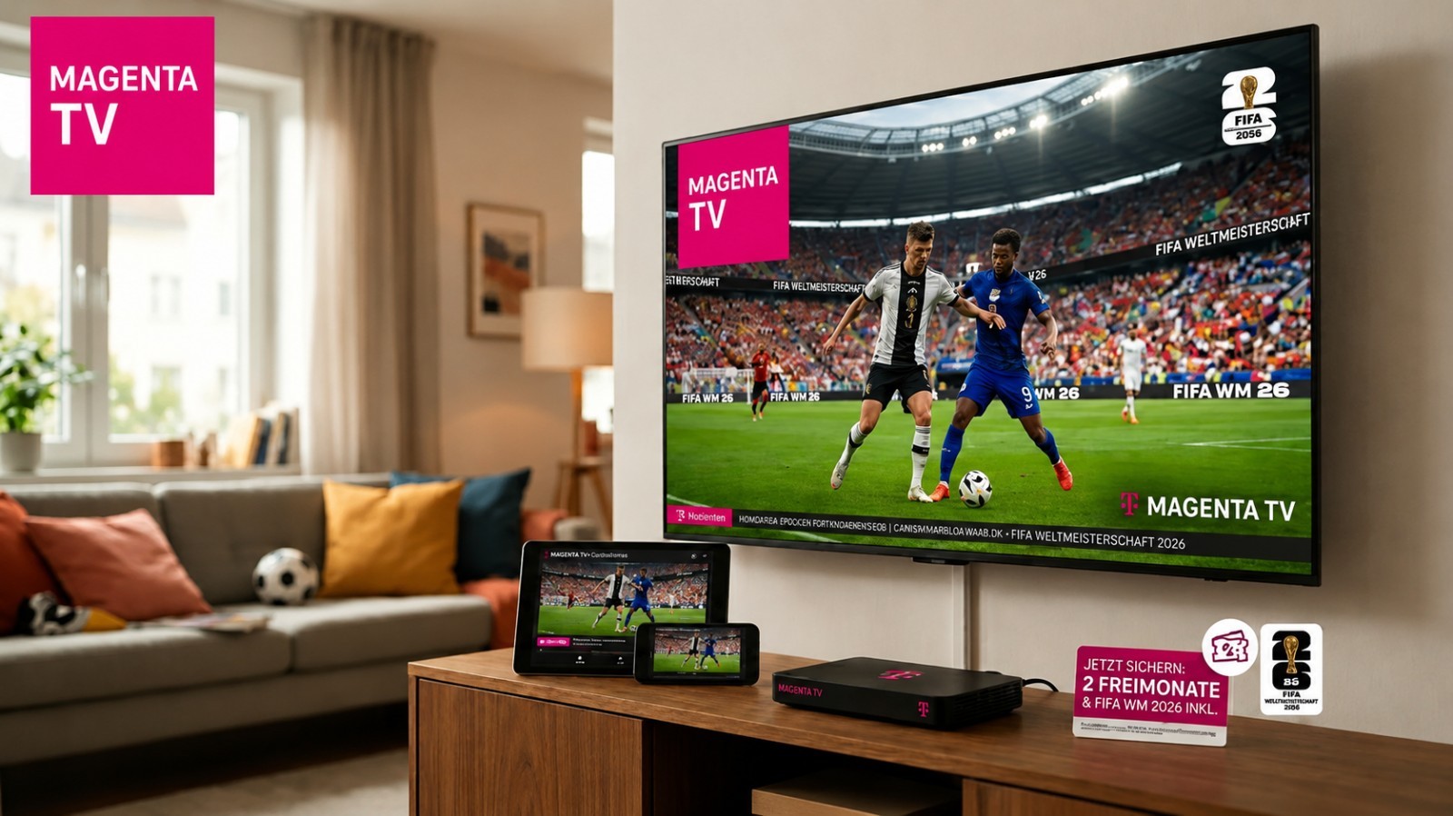  2 Monate MagentaTV  Gutscheincode inkl. aller Spiele der FIFA WM 2026