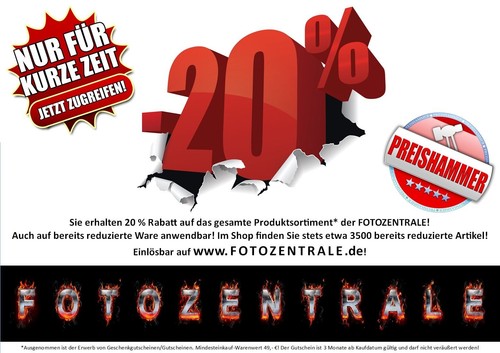  20 % RABATT-Gutschein Lizenzfreie Bilder Online-Shop FOTOZENTRALE Gratis Versand