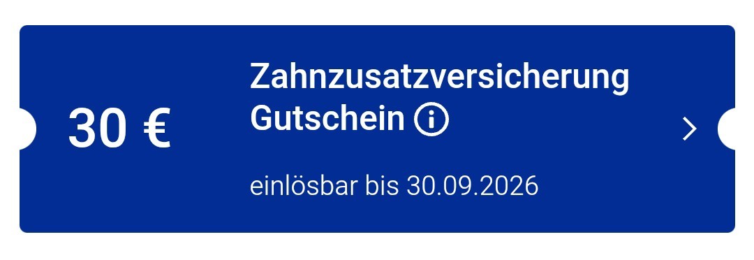  CHECK24 30 € Zahnzusatzversicherung Gutscheincode Einlösbar bis 30.09.2026