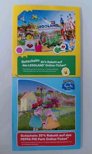  💙💛LEGOLAND Rabattcode 25% f.bis zu 4 Pers.💙💛+20% AUF DEN PEPPA PIG PARK💙💛