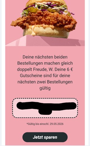  Lieferando Gutschein Zwei 6 Euro Codes Gültig bis 29.05.2026